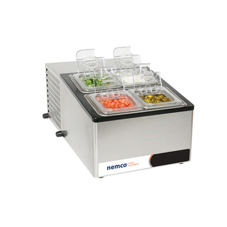 Nemco 9010 18″ Refrigerated Countertop Condiment Station with Horizontal Wells - VRS Restaurant Equipment & Supply Store