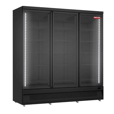 New Air NGR-74-HB 74″ 3 Swing Door Glass Refrigerator Merchandiser – All Black - VRS Restaurant Equipment & Supply Store