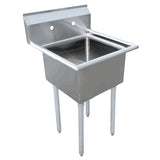 Omcan 43761 18″ X 18″ X 11″ One Tub Sink with 3.5″ Center Drain and no Drain Board