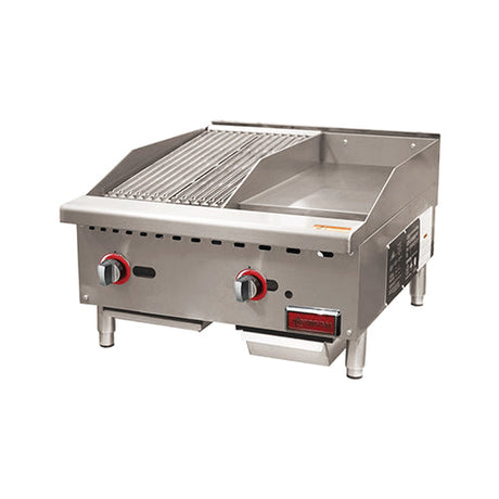 Omcan CE-CN-12C12G 24″ Propane/Natural Gas Combination Charbroiler - VRS Restaurant Equipment & Supply Store