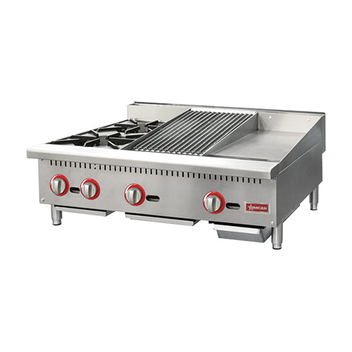 Omcan CE-CN-12H12C12G 36″ Propane/Natural Gas Combination Charbroiler - VRS Restaurant Equipment & Supply Store