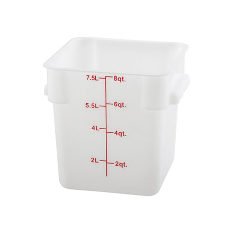 Winco Square Storage Container, White Polypropylene