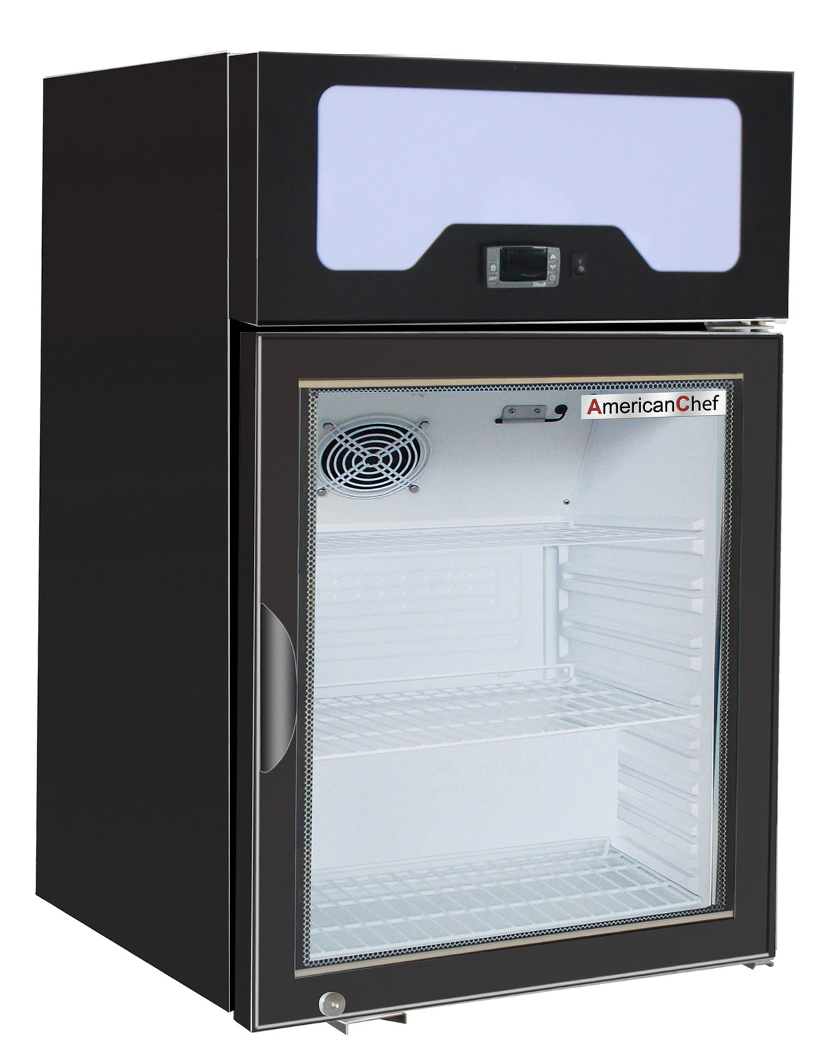 American Chef R1G-25C compact glass door refrigerated merchandiser