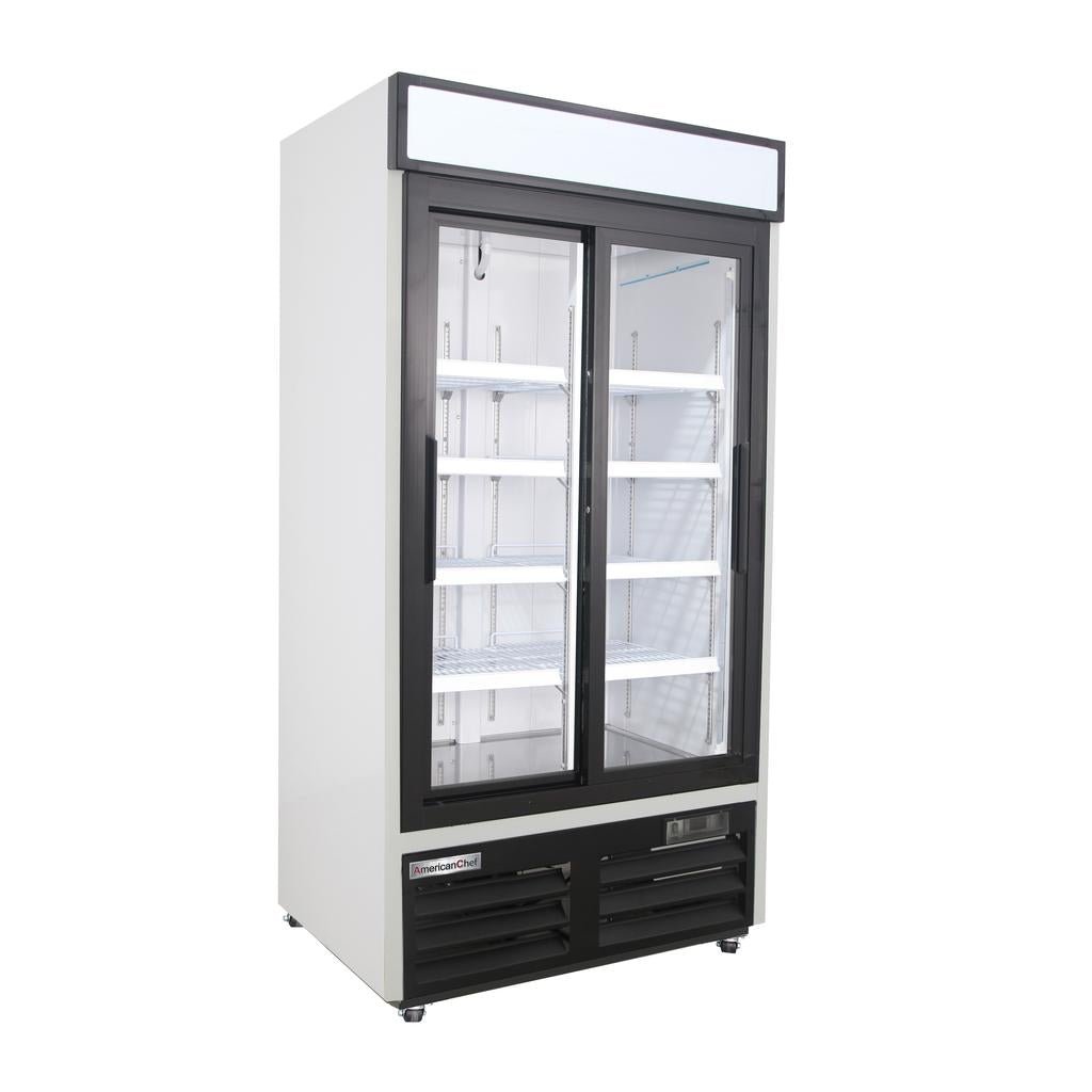 American Chef 40″ Glass Door Merchandiser Freezer R2G-40-WSSL - VRS Restaurant Equipment & Supply Store