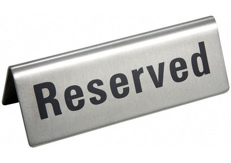 Winco Rvs-4 Reserved Sign, Stainless Steel - VRS Restaurant Equipment & Supply Store