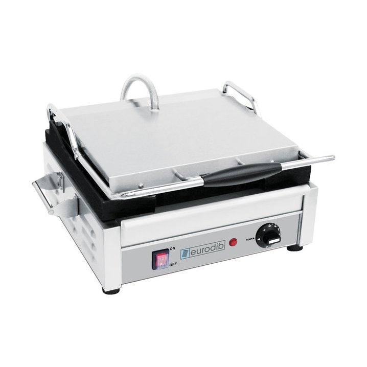 Eurodib SFE02340 Commercial Single Smooth Sandwich Grill - 1800/2900Watts -120V