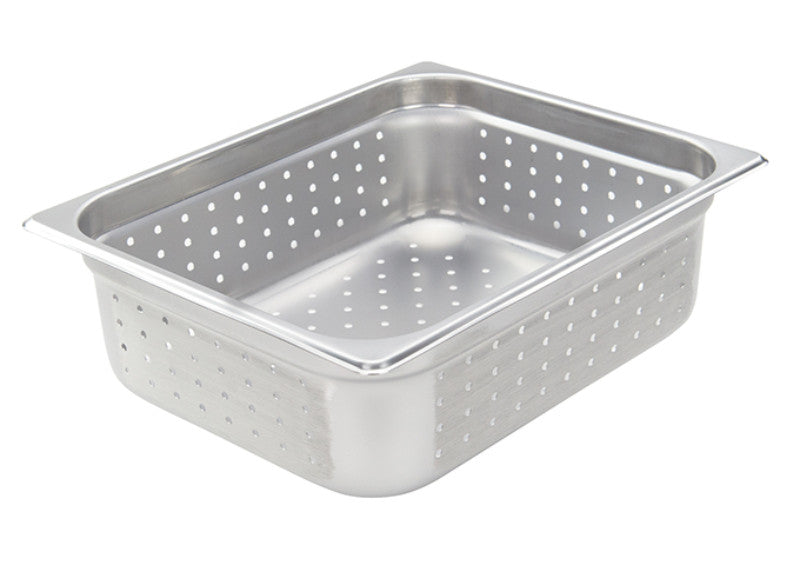 Winco Half (1/2) Size Perforated Steam Pan, 22 Gauge Stainless Steel