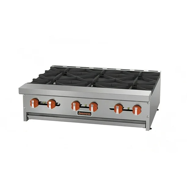 Sierra Series 36" Gas Counter Top 6 Burner Hot Plate SRHP-6-36