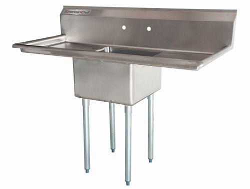 American Chef One Compartment Sink 18"X18"X11" With Left And Right Drainboards SS1818-RL - VRS Restaurant Equipment & Supply Store