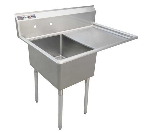 American Chef One Compartment Sink 18"X18"X11" With Right Drainboard SS1818-R - VRS Restaurant Equipment & Supply Store