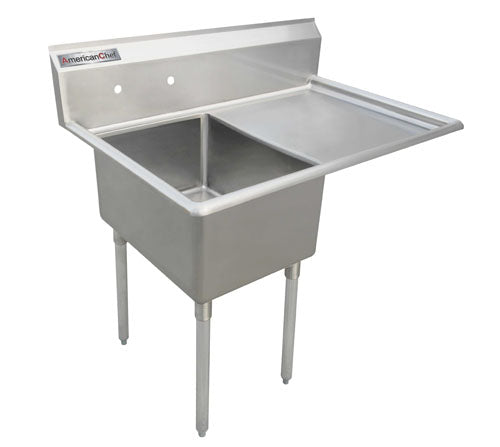 American Chef One Compartment Sink 18"X18"X11" With Right Drainboard SS1818-R