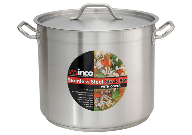 Winco Stainless Steel Stock Pot With Cover - VRS Restaurant Equipment & Supply Store