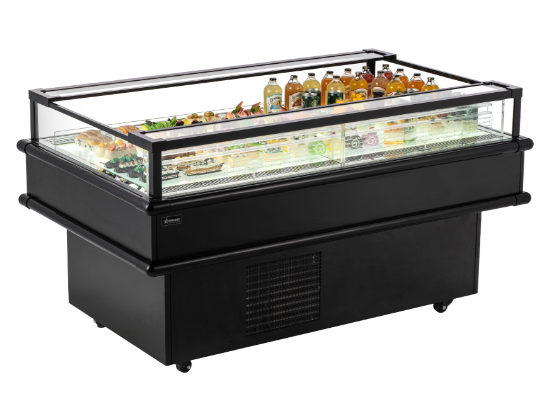 Omcan 61" Black Refrigerated Island Top-Open Showcase 7.1 cu.ft. 48572