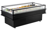 Omcan 73" Black Refrigerated Island Top-Open Showcase 8.6 cu.ft. 48573