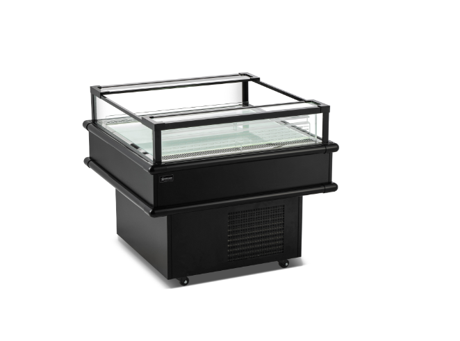 Omcan 37.5" Black Refrigerated Island Top-Open Showcase 4.2 cu.ft. 48570