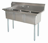 American Chef Three Compartment Sink 18"X18"X11" Without Drainboard TS1818-0 - VRS Restaurant Equipment & Supply Store