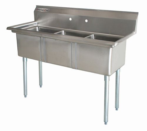 American Chef Three Compartment Sink 18"X18"X11" Without Drainboard TS1818-0 - VRS Restaurant Equipment & Supply Store