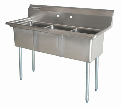 American Chef Three Compartment Sink 18"X21"X14" With Left Drainboard TS1821-L