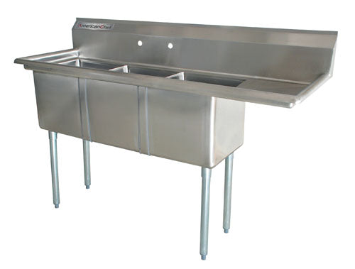 American Chef One Compartment Sink 24"X24"X14" Without Drainboard SS2424-0 - VRS Restaurant Equipment & Supply Store