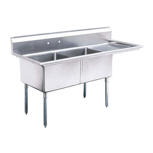 Thorinox TDS-1818-R18 18" x 18" x 11" Corner Drain Two Compartment Sink With Right Drain Board - VRS Restaurant Equipment & Supply Store