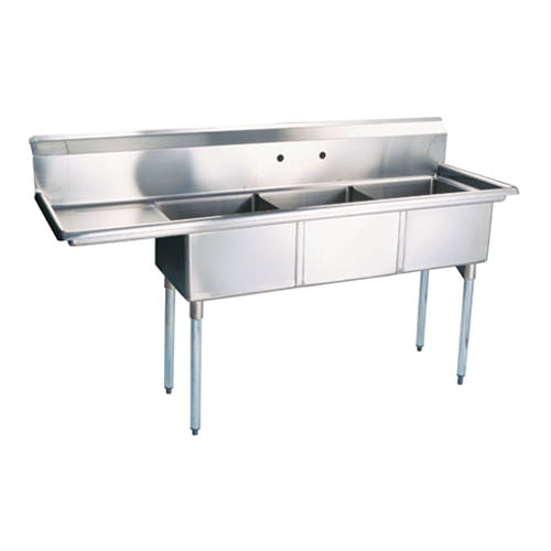 Thorinox Triple Sink With Drainboard (24″) - VRS Restaurant Equipment & Supply Store