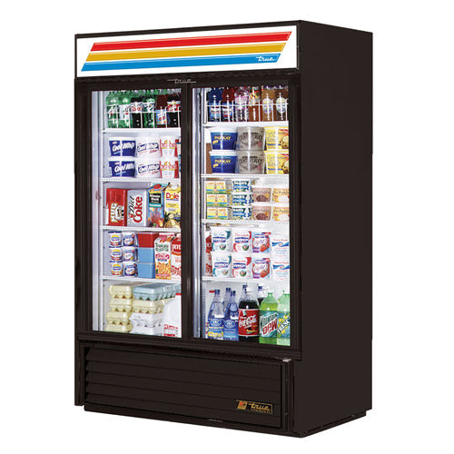 True GDM-41-HC-LD 48″ 2 Sliding Door Glass Refrigerator Merchandiser - VRS Restaurant Equipment & Supply Store