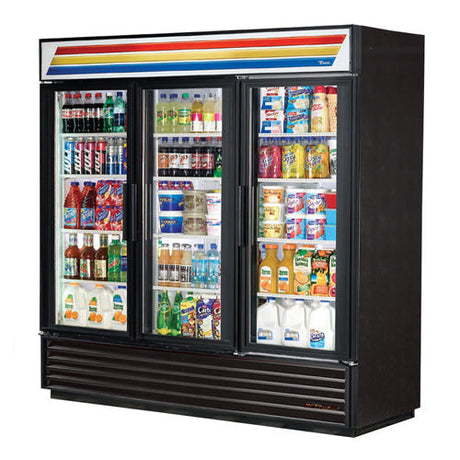 True GDM-69-HC-LD 78″ 3 Sliding Door Glass Refrigerator Merchandiser - VRS Restaurant Equipment & Supply Store