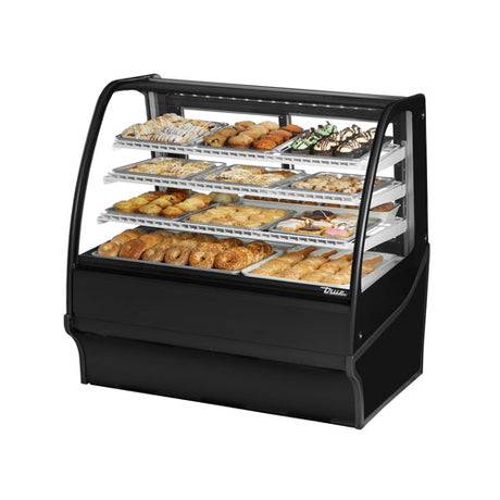 True TDM-DC-36-GE-B 36″ Black Curved Glass 2 Door Floor Dry Bakery Case - VRS Restaurant Equipment & Supply Store