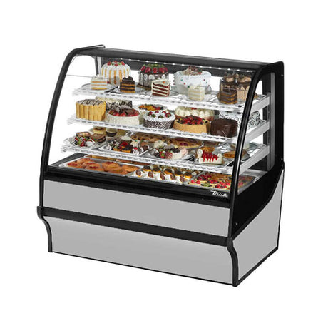 True TDM-R-36-GE-W 36″ White Curved Glass 2 Door Floor Refrigerated Bakery Case - VRS Restaurant Equipment & Supply Store