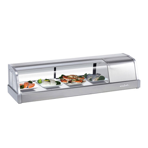 Turbo Air SAKURA-50-R 48″ Self-Contained Curved Glass Refrigerated Sushi Case – Right Side Compressor - VRS Restaurant Equipment & Supply Store