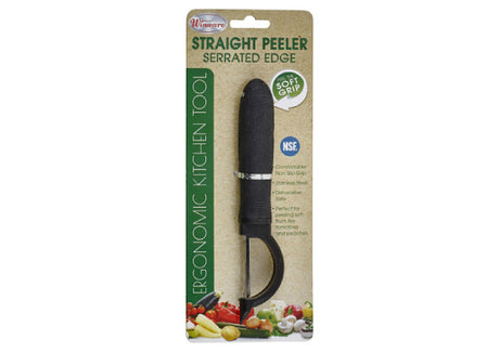 Winco VP-304 Serrated Edge Straight Peeler, Soft Grip Handle