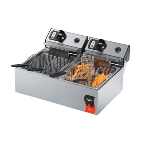 Vollrath 40707 Cayenne 20 Lb Twin Pot Countertop Electric Fryer - VRS Restaurant Equipment & Supply Store