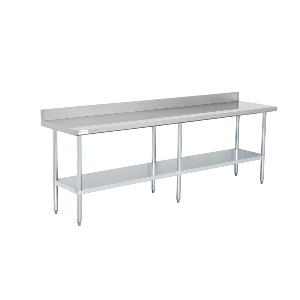 American Chef 24" x 96" 18 Gauge Stainless Steel Work Table with 4" Backsplash - WTS-2496-BK