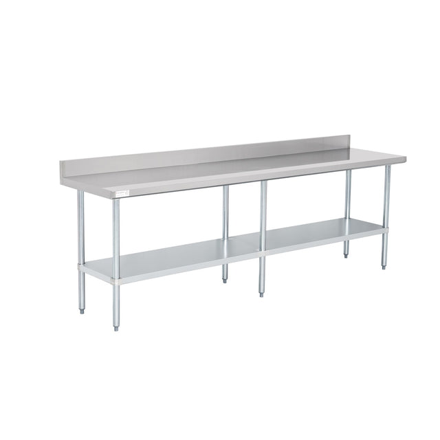 American Chef 24" x 96" 18 Gauge Stainless Steel Work Table with 4" Backsplash - WTS-2496-BK