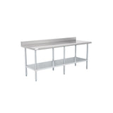 American Chef 30" x 84" 18 Gauge Stainless Steel Work Table with 4" Backsplash - WTS-3084-BK