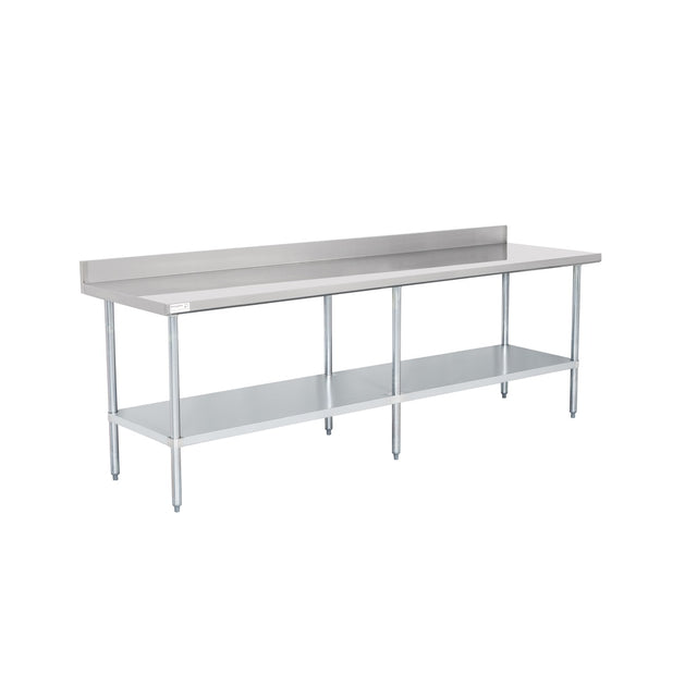 American Chef 30" x 96" 18 Gauge Stainless Steel Work Table with 4" Backsplash - WTS-3096-BK