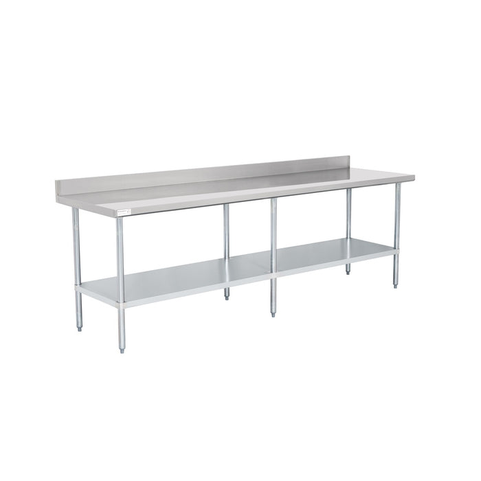 American Chef 30" x 96" 18 Gauge Stainless Steel Work Table with 4" Backsplash - WTS-3096-BK