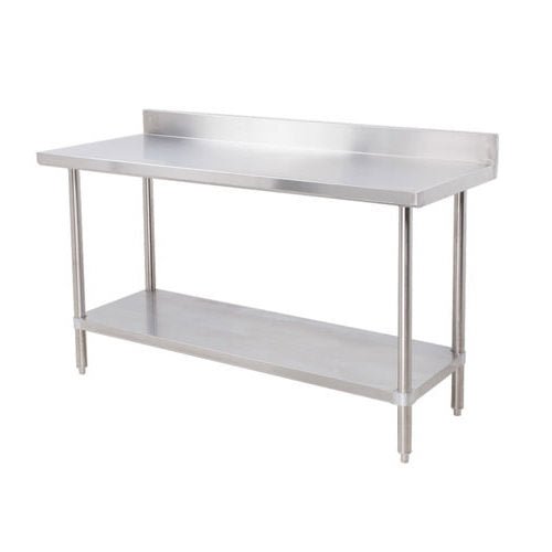 American Chef 24"X24" 18 Gauge Stainless Steel Work Table With 4" Back Splash WTS-2424-BK - VRS Restaurant Equipment & Supply Store
