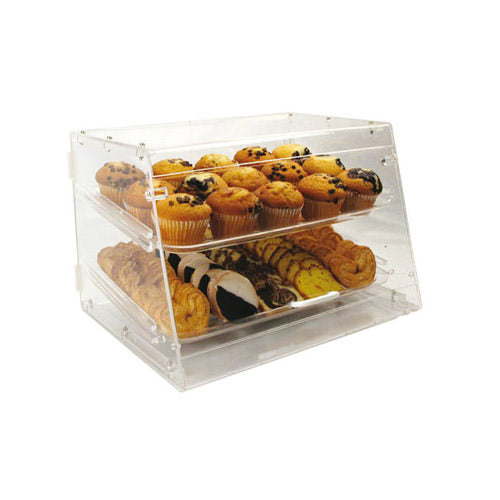 Winco ADC-2 2 Tray Acrylic Bakery Display Case With Rear Doors - VRS Restaurant Equipment & Supply Store