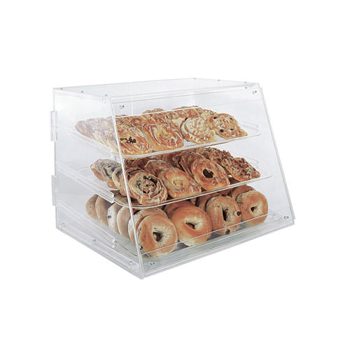 Winco ADC-3 3 Tray Acrylic Bakery Display Case With Rear Doors - VRS Restaurant Equipment & Supply Store