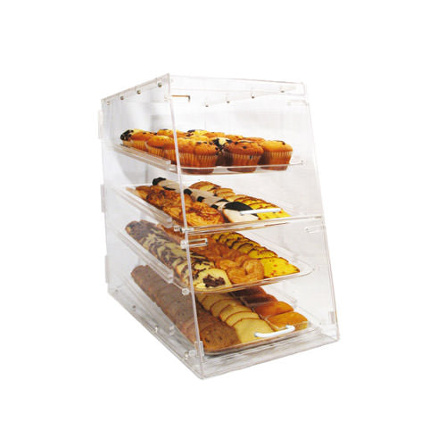 Winco ADC-4 4 Tray Acrylic Bakery Display Case With Rear & Front Doors - VRS Restaurant Equipment & Supply Store