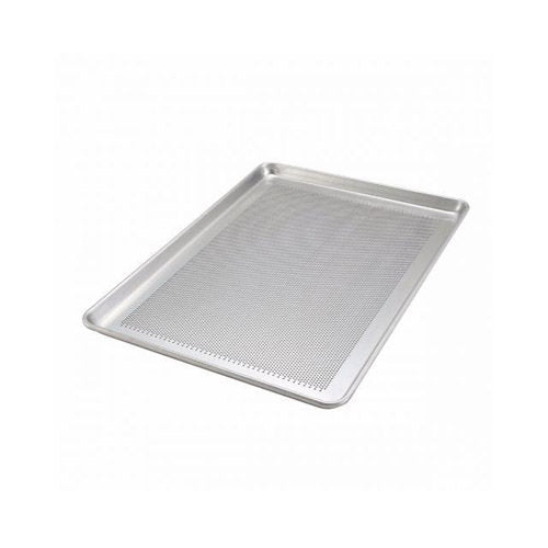 Winco ALXP-1318P 13″ x 18″ 20 Gauge 1/2 Size Closed Bead Aluminum Perforated Sheet Pan - VRS Restaurant Equipment & Supply Store