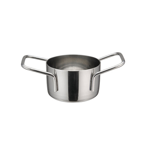 Winco DCWE-103S 3 1/2″ x 2″ Stainless Steel Mini Casserole Dish with 2 Handles - VRS Restaurant Equipment & Supply Store