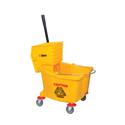 Winco MPB-36 36 Qt Yellow Mop Bucket & Wringer Combo - VRS Restaurant Equipment & Supply Store