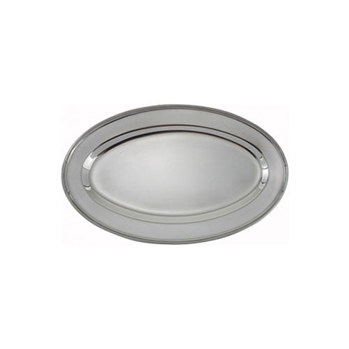 Winco OPL-12 12″ Oval Stainless Steel Serving Platter - VRS Restaurant Equipment & Supply Store