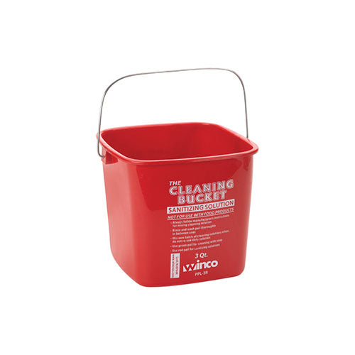 Winco PPL-3R 3 Qt Red Cleaning Bucket - VRS Restaurant Equipment & Supply Store