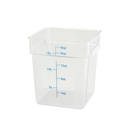 Winco PTSC-18 18 Qt Polypropylene Clear Square Food Container - VRS Restaurant Equipment & Supply Store