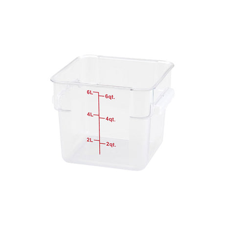 Winco PTSC-6 6 Qt Polypropylene Clear Square Food Container - VRS Restaurant Equipment & Supply Store