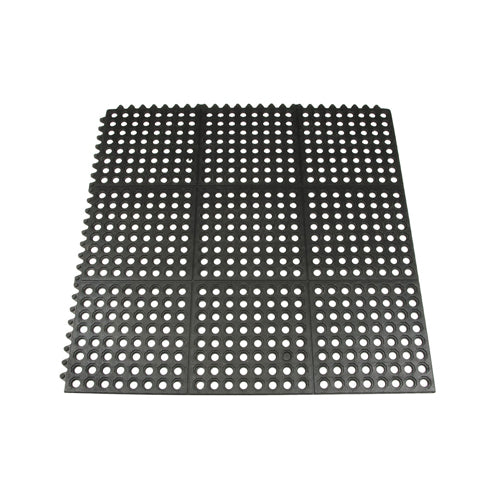 Winco RBMI-33K 3′ x 3′ Black Interlocking Floor Mat – 1/2″ Thick - VRS Restaurant Equipment & Supply Store