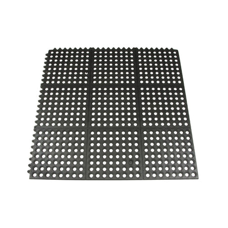 Winco RBMI-33K 3′ x 3′ Black Interlocking Floor Mat – 1/2″ Thick - VRS Restaurant Equipment & Supply Store